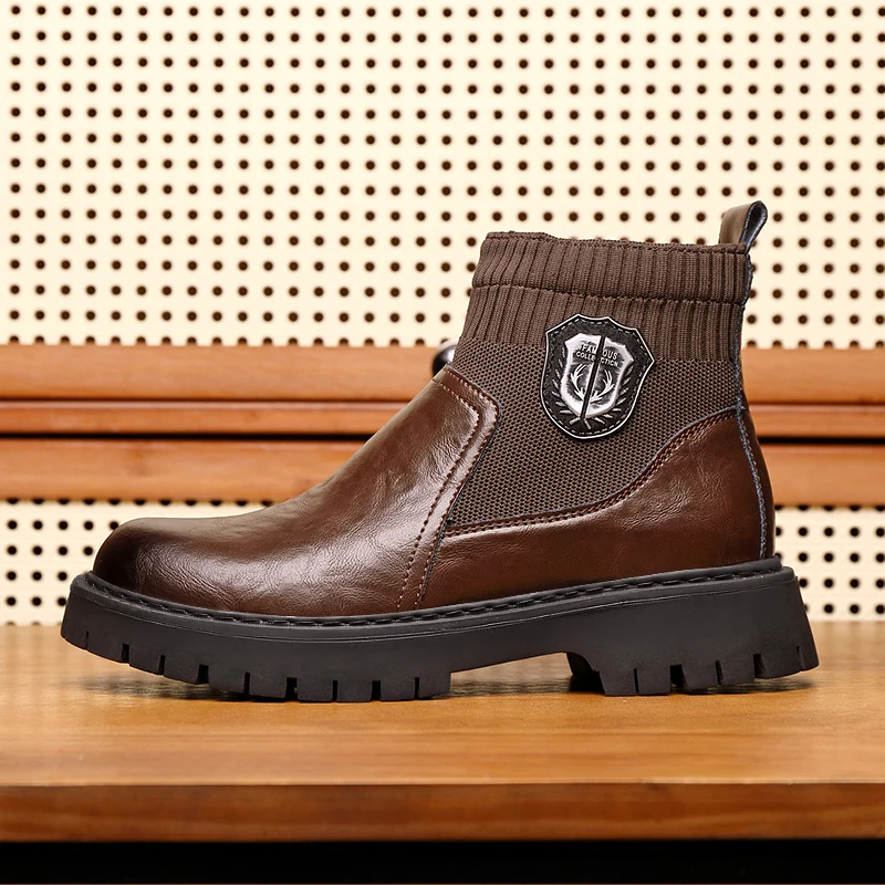 

Bubuk Trendy Men's Shoes, Fashionable Casual Short Boots, Versatile British Style Business Formal Men's Shoes, Ankle Boots with Slip-On Design, Suitable for Daily Casual Office Wear, Casual Trendy Men's Boots