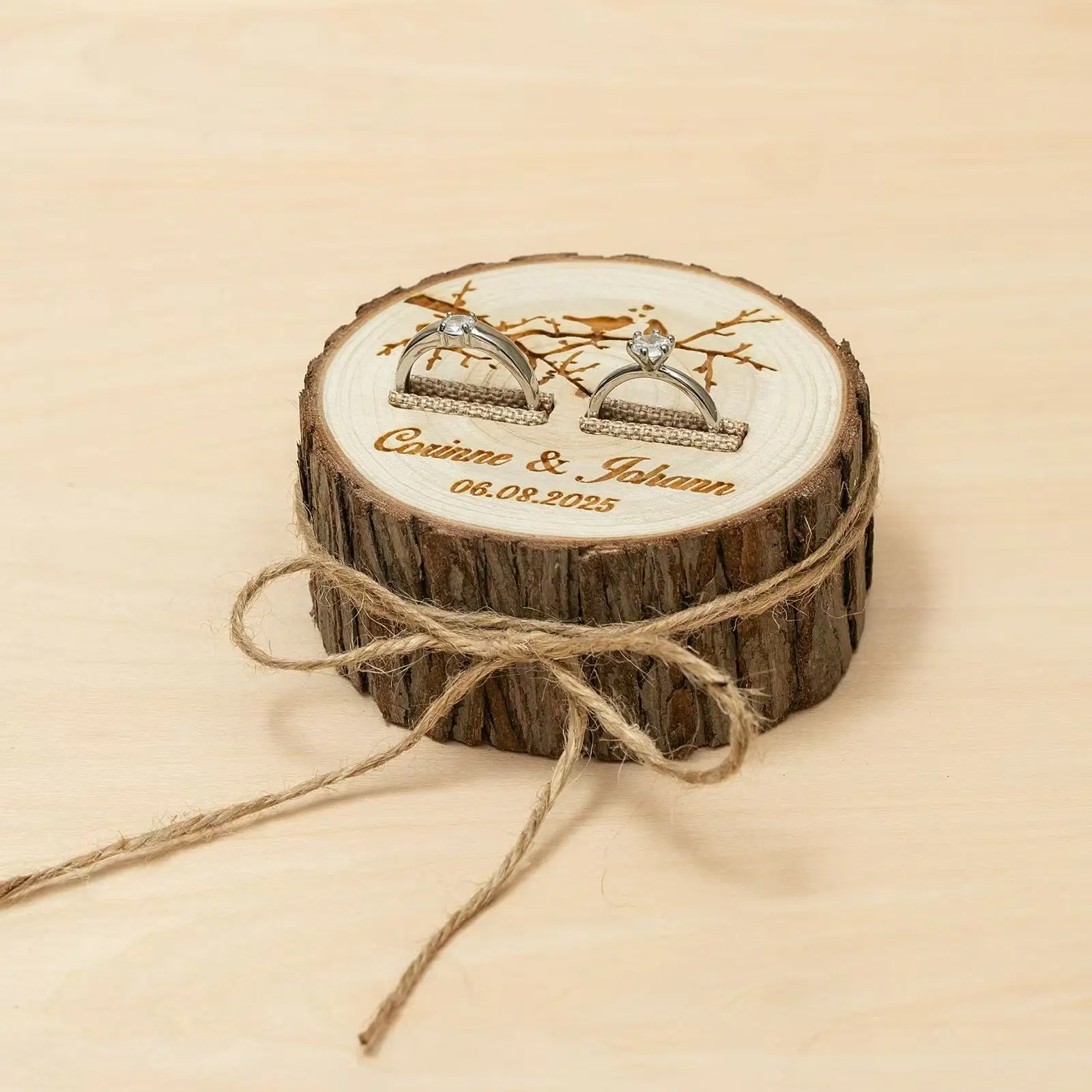 Personalisierte Holz-Eheringbox, Ringbox für Heiratsantrag, Verlobungsringbox, Maßgefertigte Hochzeitsringbox – Detail 4