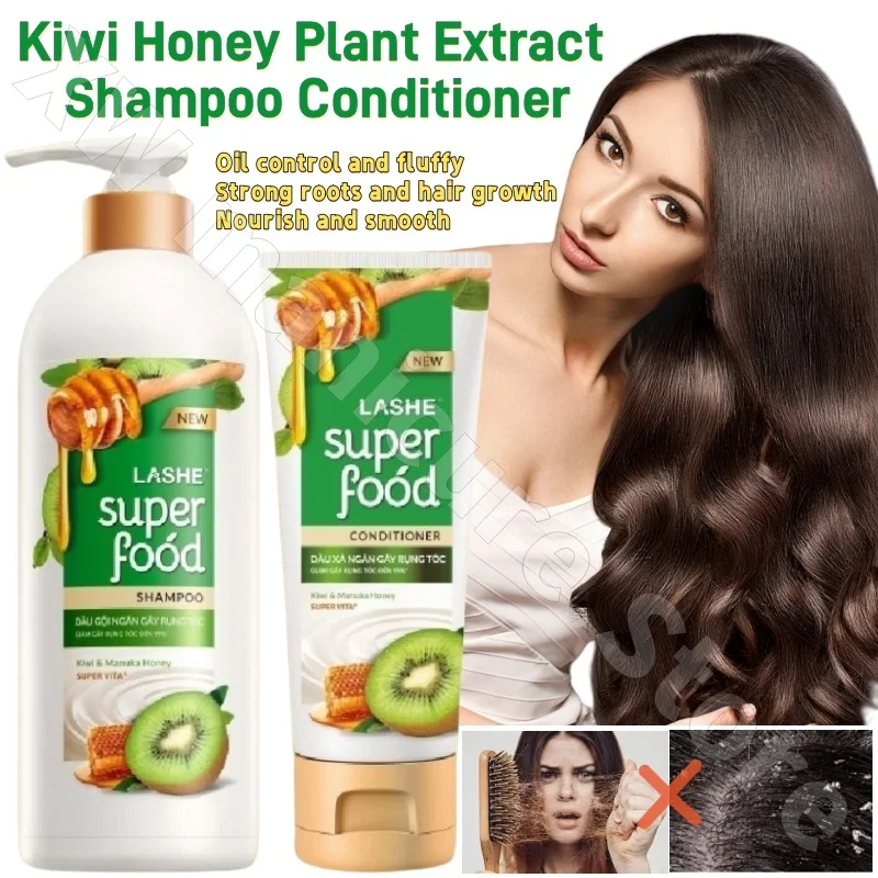 

Vietnam LASHE Super Food Shampoo Conditioner Kiwi Honey Plant Nourishing Repair Smooth Refreshing Fluffy Solid Hair