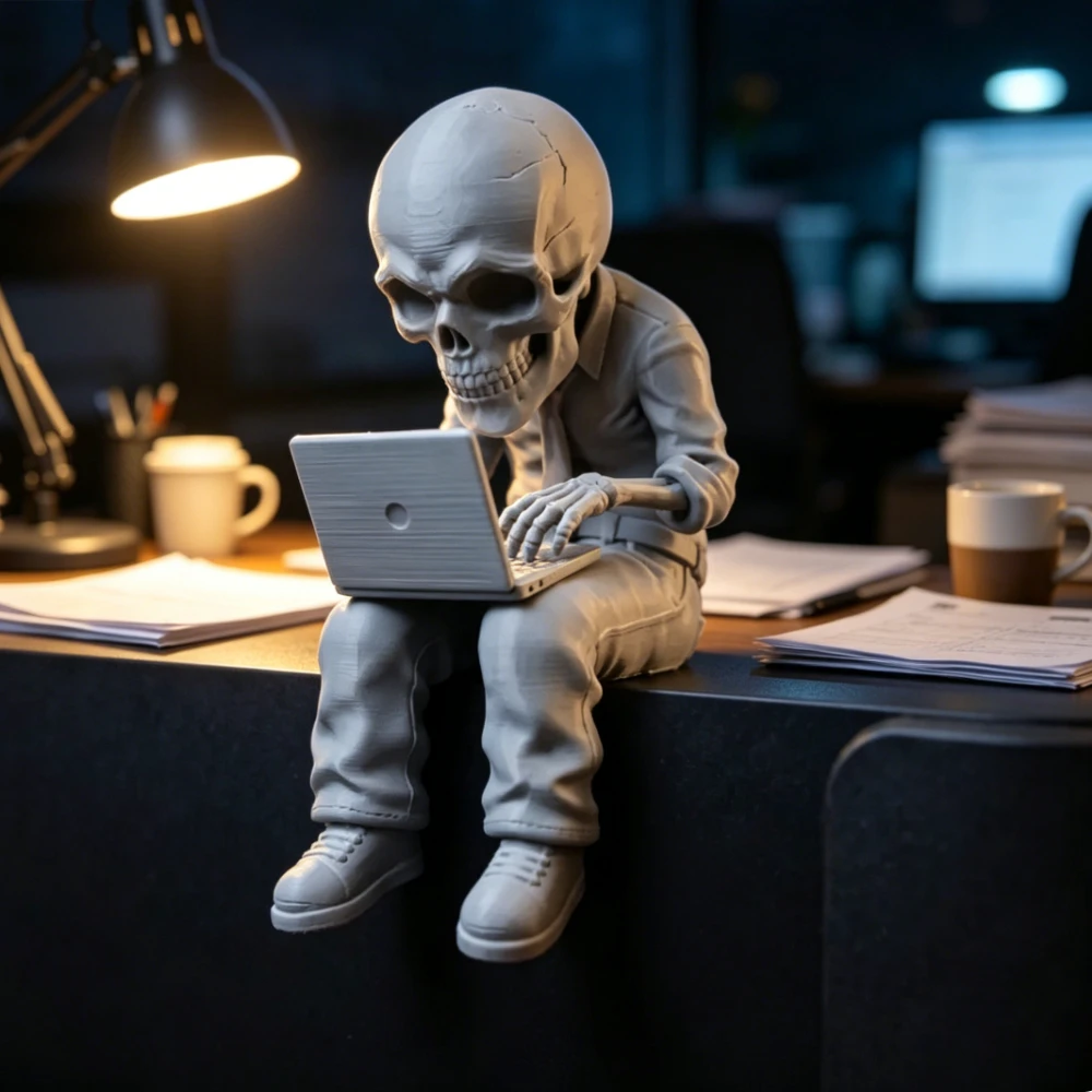 Skeleton Office Worker Figurine ornament Resin 