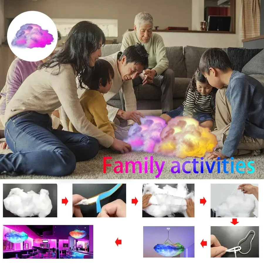 3D Thunder Cloud LED Lamp DIY Room Decoration Light USB Powered Atmosphere Night Color Changing for Bedroom Desktop Gaming Room