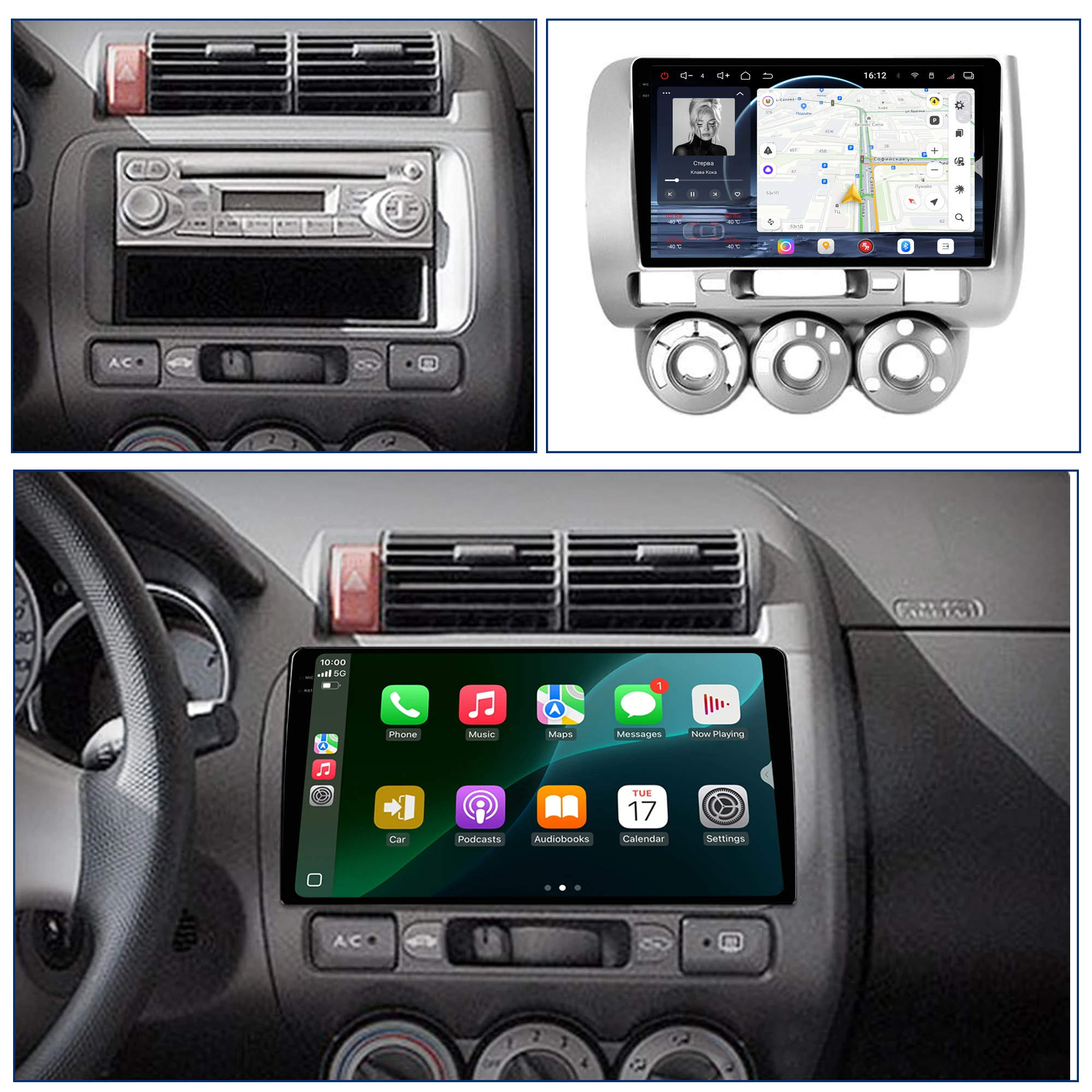 Redpower Crystal Sound 850 Pro Max Android Car Radio Player Screen for Honda Jazz Fit 2004 -2008 Manual AC CarPlay Bluetooth