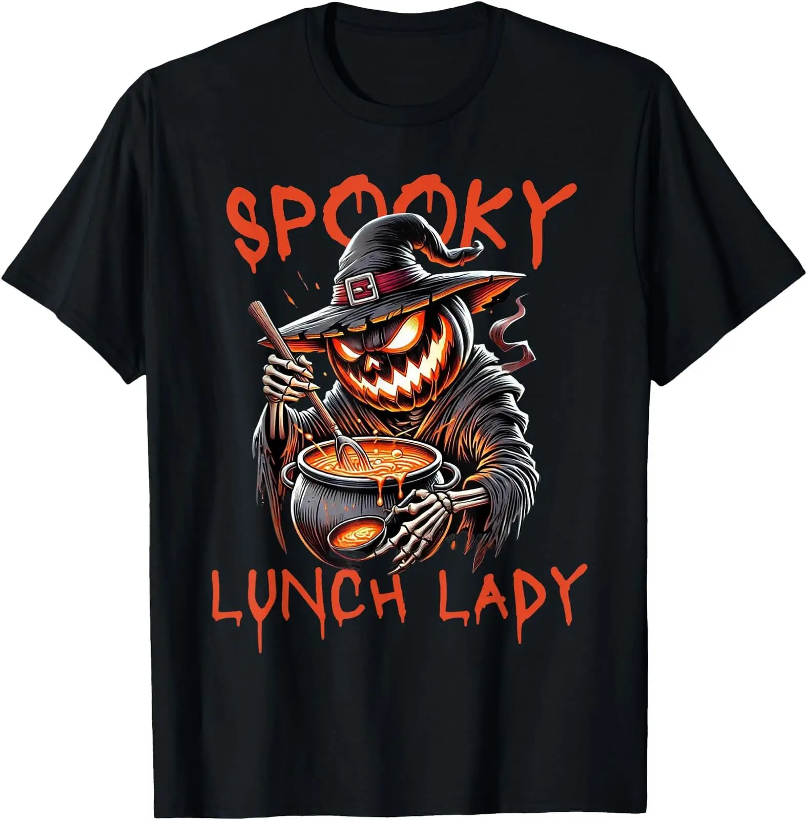 

Spooky Lunch Lady Skeleton Witch Halloween Costume 2024 T Shirt Men