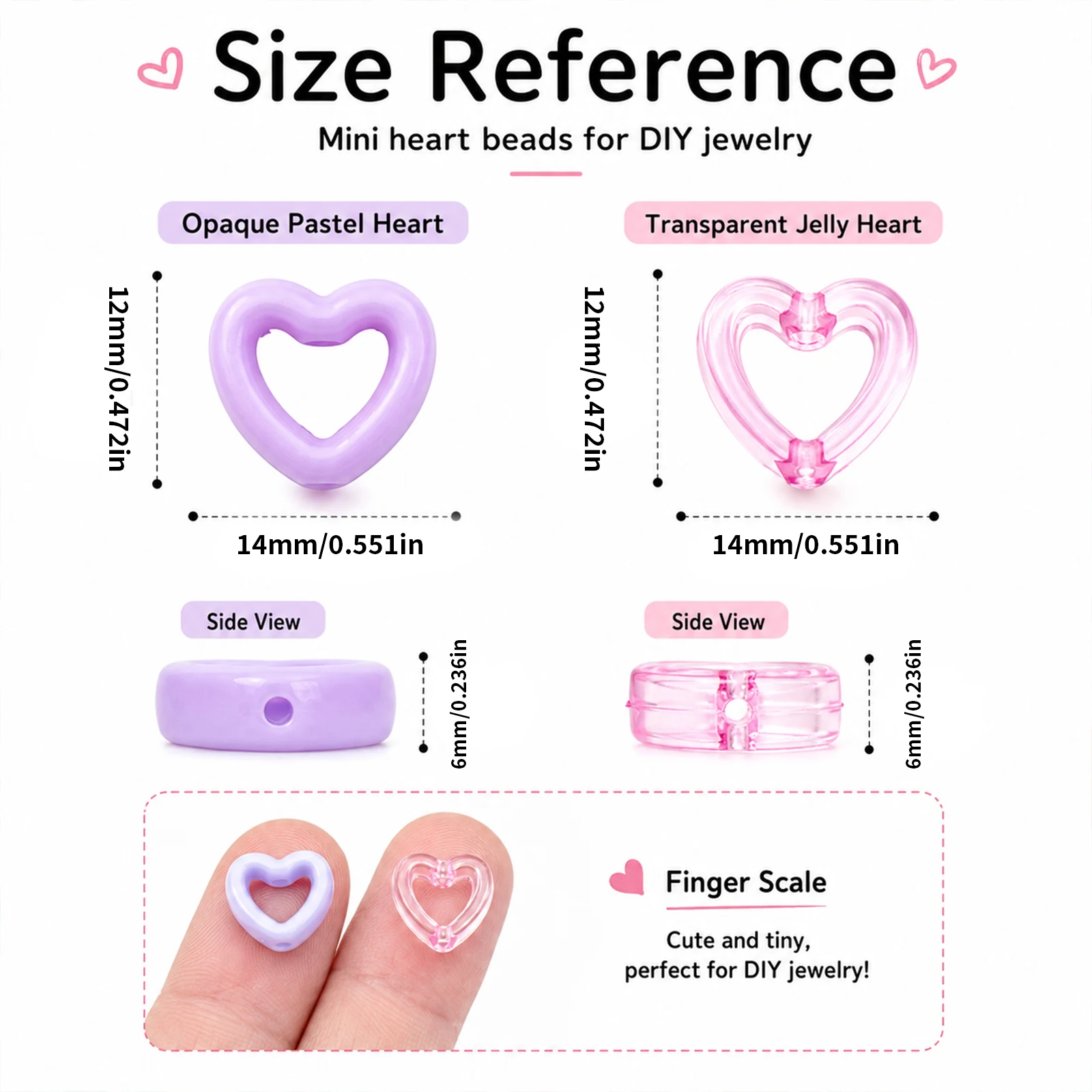 30Pcs Candy Color Transparent Heart Beads Hollow Heart Spacer Beads For Woven Bag Charm Ornament DIY Keyring Making Accessories
