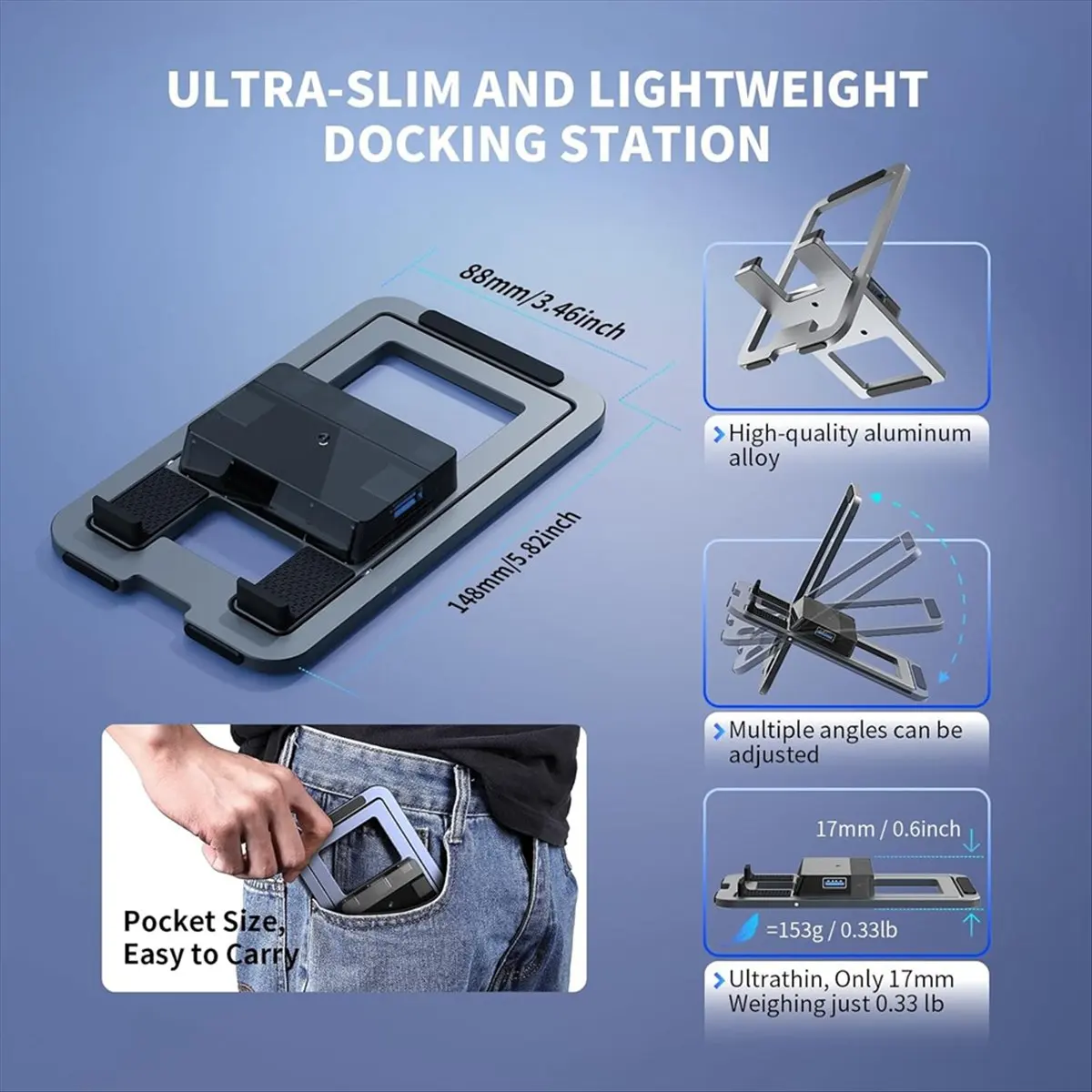 CH◆☆§5 in 1 USB C Docking Station, Foldable Metal Charging Stand for /Switch/ Ally X/ Go A~HOT SALE