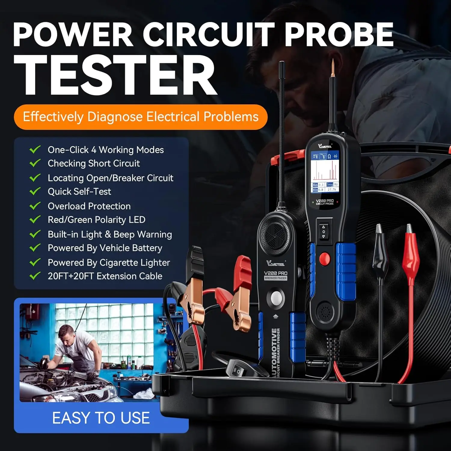 Professional Automotive Circuit Tester Kit with Breaker Finder, Wire Tracer for 12/24V Vehicles