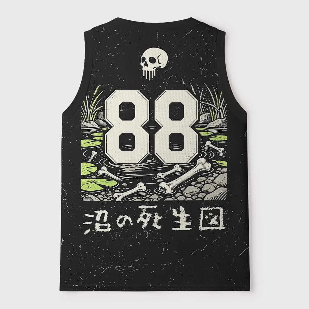 Subcultural Ecstasy! Dark Skeleton Basketball Tank Top T-shirt, 3D Breathable Casual Festival Gift for Children's Men and Women