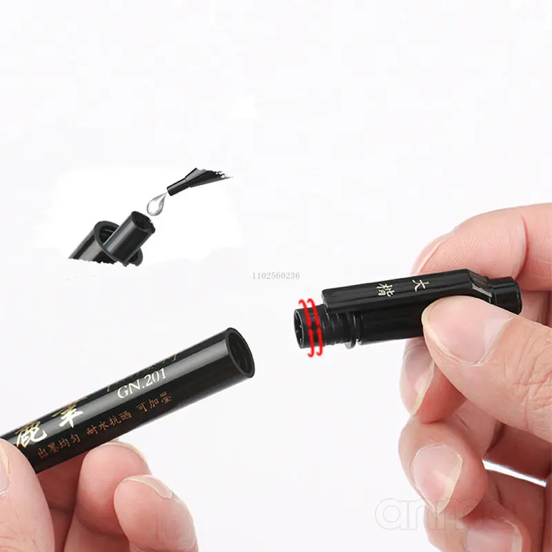 Spare Cartridge Black ink Flexible Brush Tip for Lettering Calligraphy Pens Markers Writing Sketching Drawing Ink Can Be Added