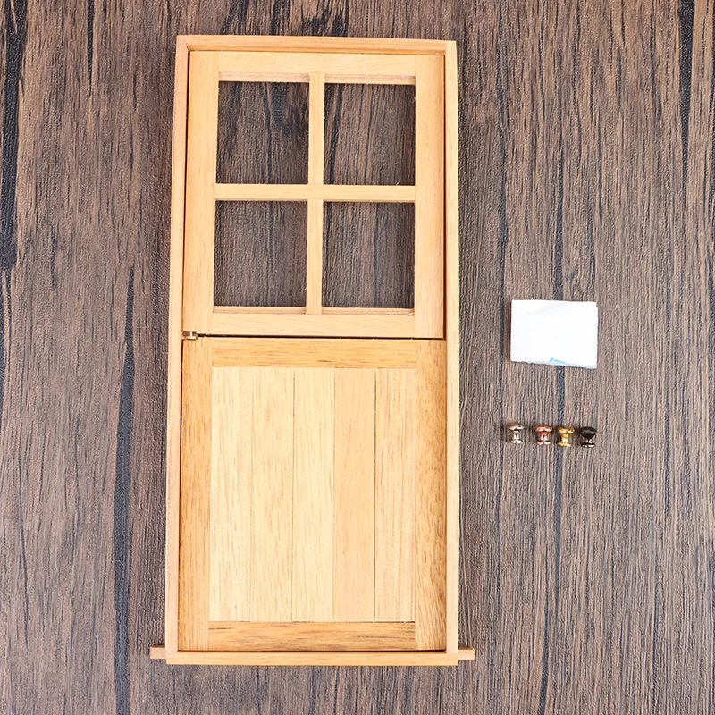 1Set 1:12 Dollhouse Miniature Door The Stable Door w/Door Handle Garden Decor Pretend Toy Mini Door Model for Micro Landscape