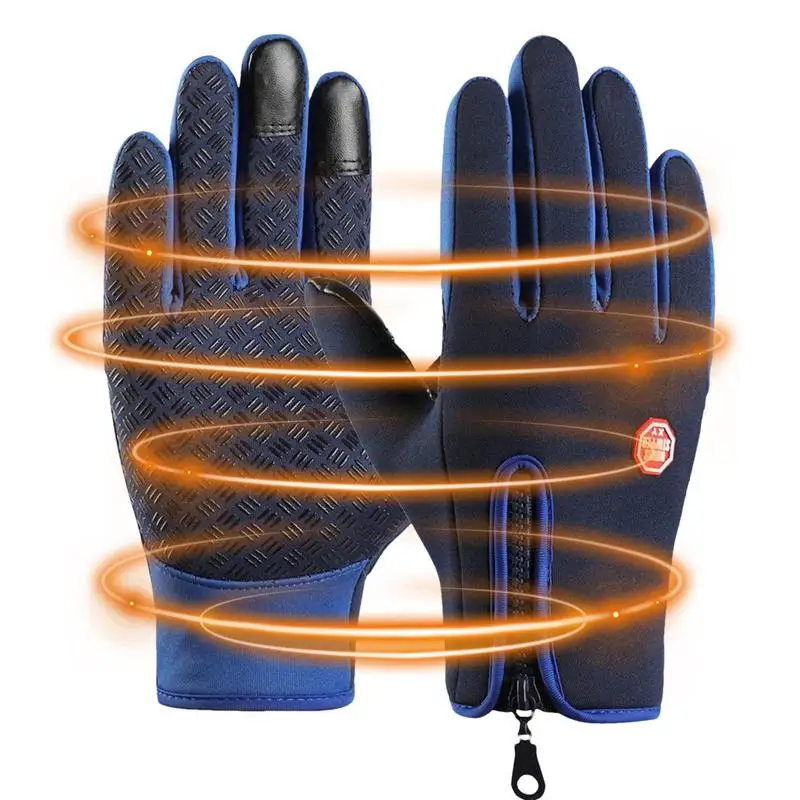 Gants de neige imperméables pour hommes et femmes, coupe-vent, écran tactile, conception de fermeture éclair, gants chauds, équipement de cyclisme par temps froid, extérieur