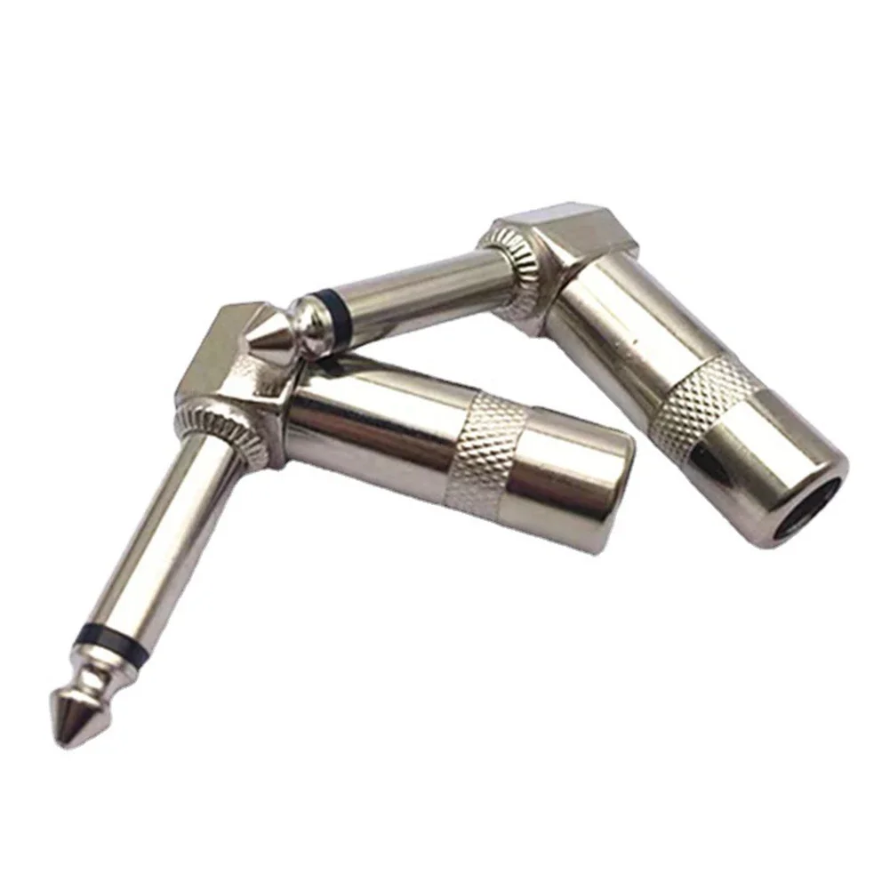 4Pcs 6.35mm Right Angle Male Stereo Mono Plug Guitar Cable Audio Connector Jack Right Angle Guitar Plug Adapter Connector