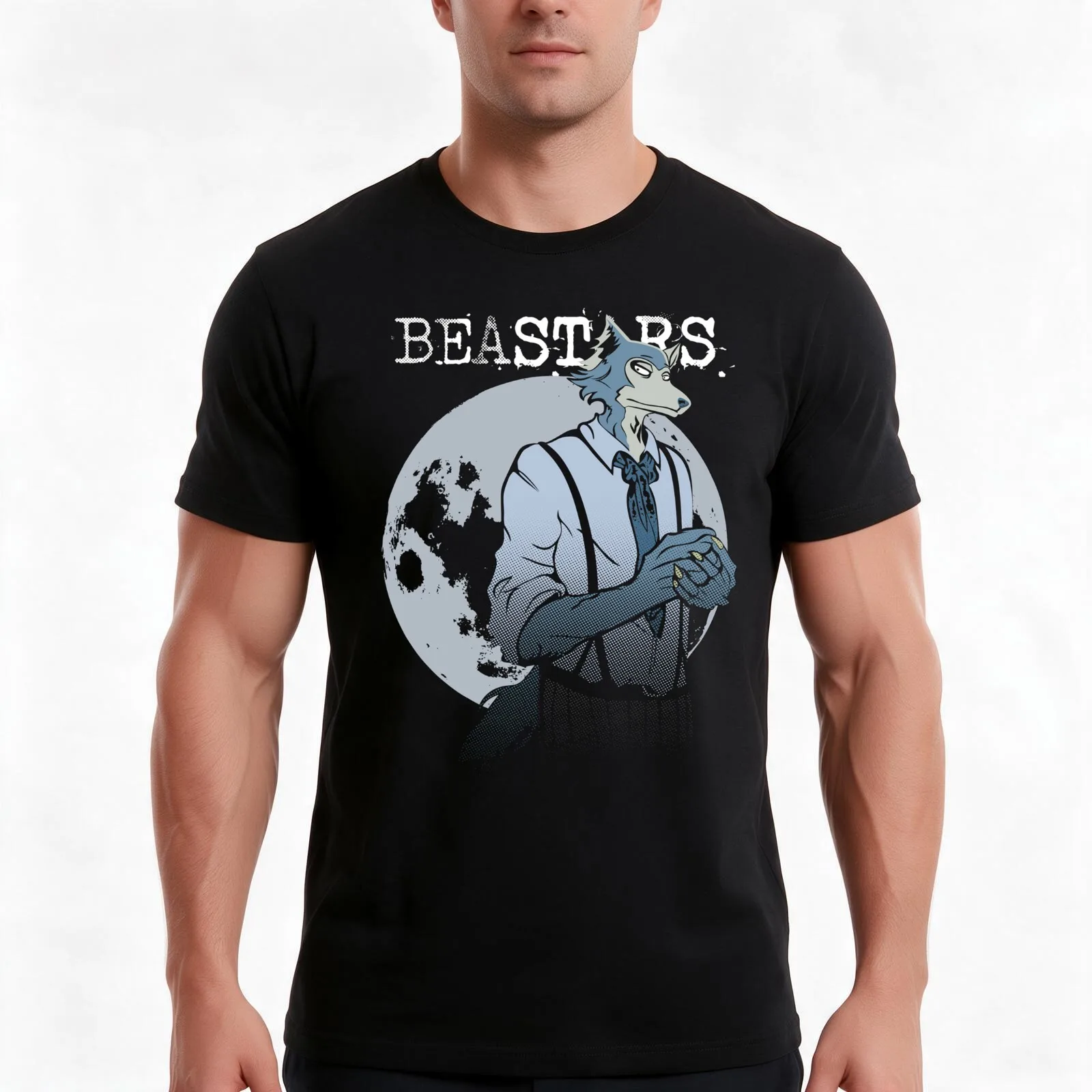 Beastars T-Shirt, Summer Casual Cotton Tee, Oversized Streetwear Tops, Vintage Graphic Print, Loose Fit Short Sleeve