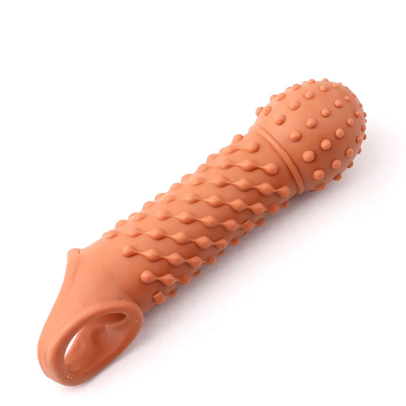 Reusable Penis Enlargement Sleeve Flexible Glans Condom Enlarger Delay Ejaculation Massage Vagina Adult Sex Toys For Couple