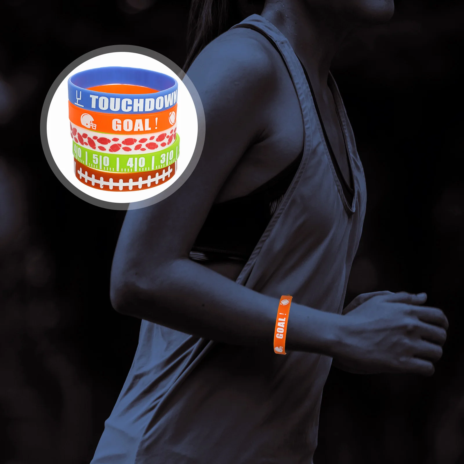 

30pcs Rugby Wristband Silicone Bracelet Sports Themed Wear-Resistant Compact Wristband Unisex Friendship Gift Accessory