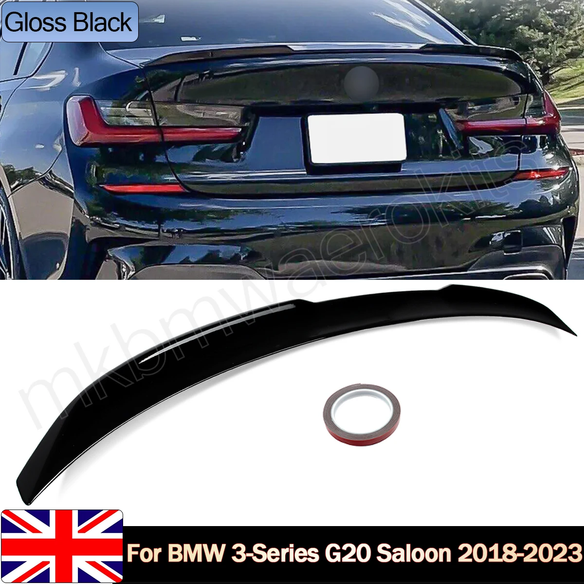 

M3 Style Rear Spoiler Compatible with BMW 3 Series G20 G80 M3 2019-2024 Gloss Black Rear Lip Spoiler Tail Wings Magickit
