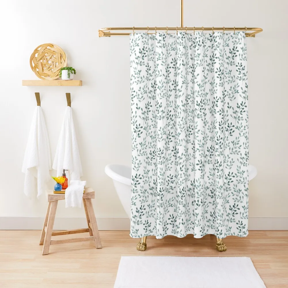 

Watercolor tiny leaves pattern Shower Curtain Window For Bathroom Shower Set Shower Sets For Bathroom Curtain
