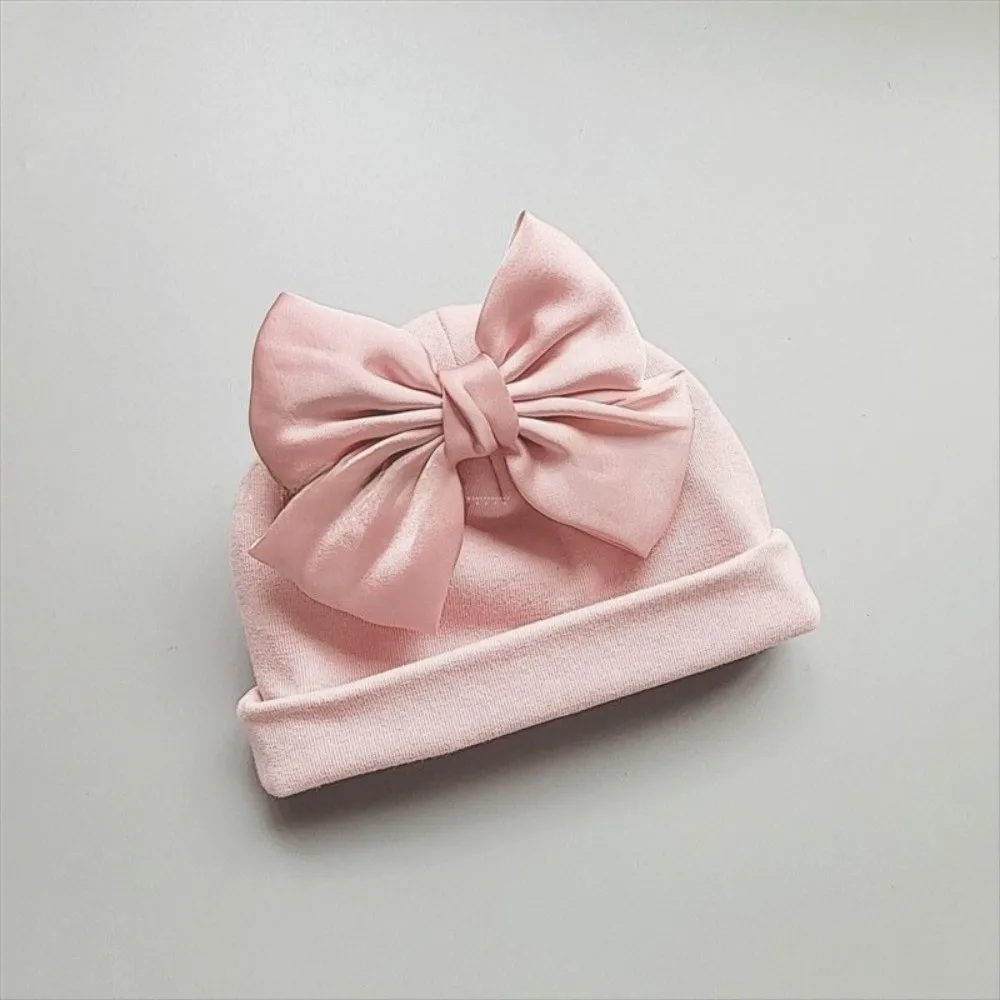 

Модная детская шапка с большим кружевным бантом, однотонная, ветрозащитная, для новорожденных, двухслойная, эластичная, на весну-осень