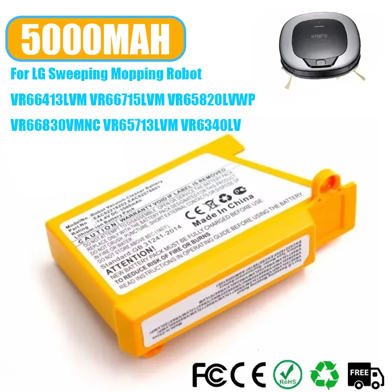 

Robot Vacuum Cleaner For LG battery VR65720LVMP VR65715LVM EAC62218205 VR66750LVWP EAC60766107 AGM30061001 Sweeping Mopping