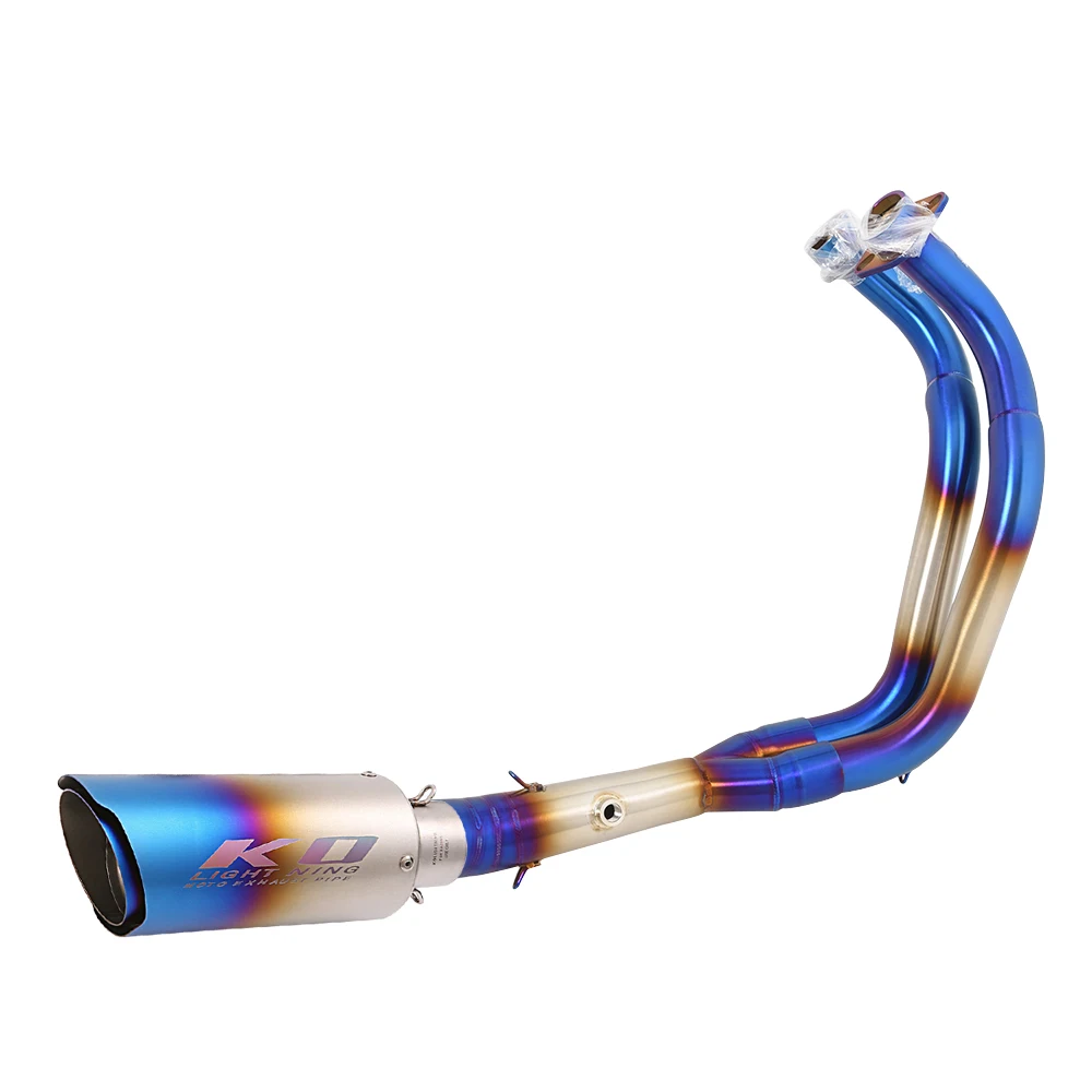 For Yamaha MT07 FZ07 2014-2024 YZF-R7 2021-2025 Blue Motorcycle Full Exhaust Espace System Header Pipe With DB Killer
