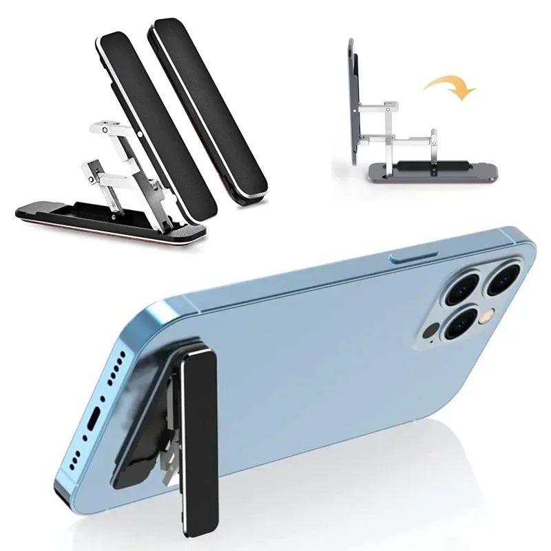 Universal Invisible Phone Holder Desktop Foldable Metal Phone Bracket Mount Ultra-thin Self-adhesive Mini Mobile Phone Kickstand