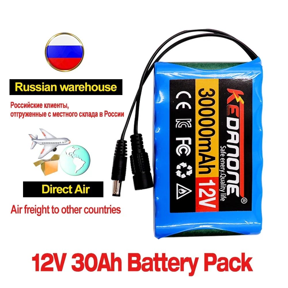 

2024 Upgrade Super 12V 30000mah Battery Rechargeable Lithium Ion Battery Pack Capacity DC 12.6v 30Ah CCTV Cam Monitor + Charger