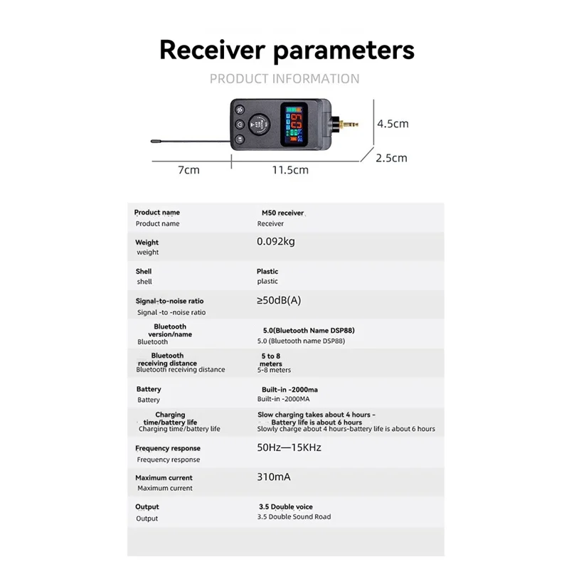 ABSQ-M50 ميكروفون لاسلكي مع وظيفة بلوتوث مضادة للصفارة للترفيه المنزلي KTV الغناء