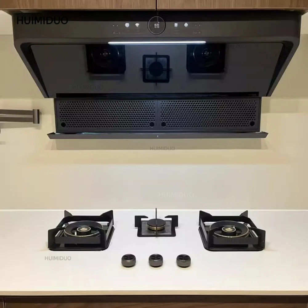 Household fully embedded hidden gas stove integrated under the table rock slab embedded stove