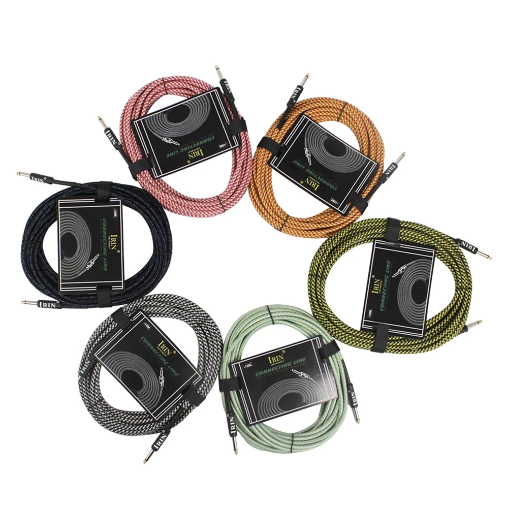  IRIN 3/6/10M Guitar Cable Wire Cord Bass Electric Box Audio Cable Guitar Noise Reduction Line Color Braided Shielded Cable