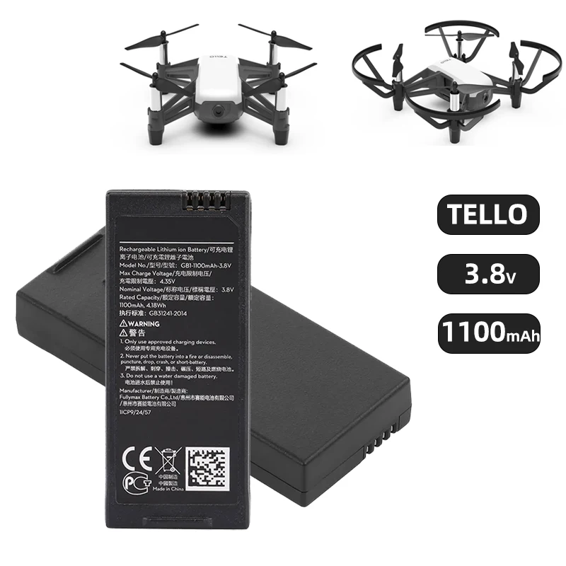 

Intelligent Flight Batteries for DJI Tello Drone Battery 3.8V 1100mAh RYZE RC Quadcopter Uav Parts Rechargeable Cells Accessory