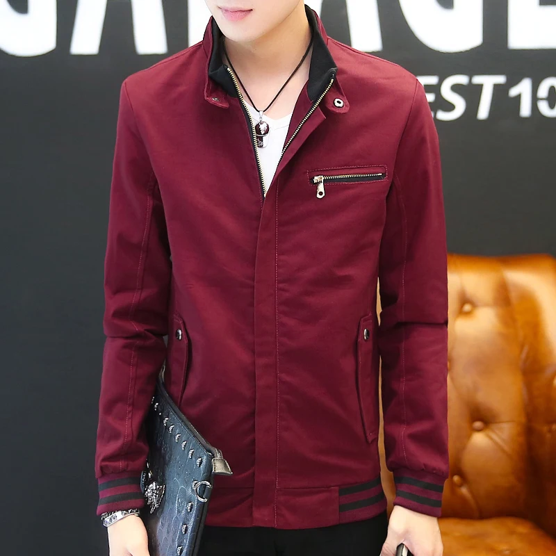 

Мужская весенне-осенняя ткань из тонкого чистого хлопка с воротником-стойкой, модная городская одежда, молодежная верхняя одежда