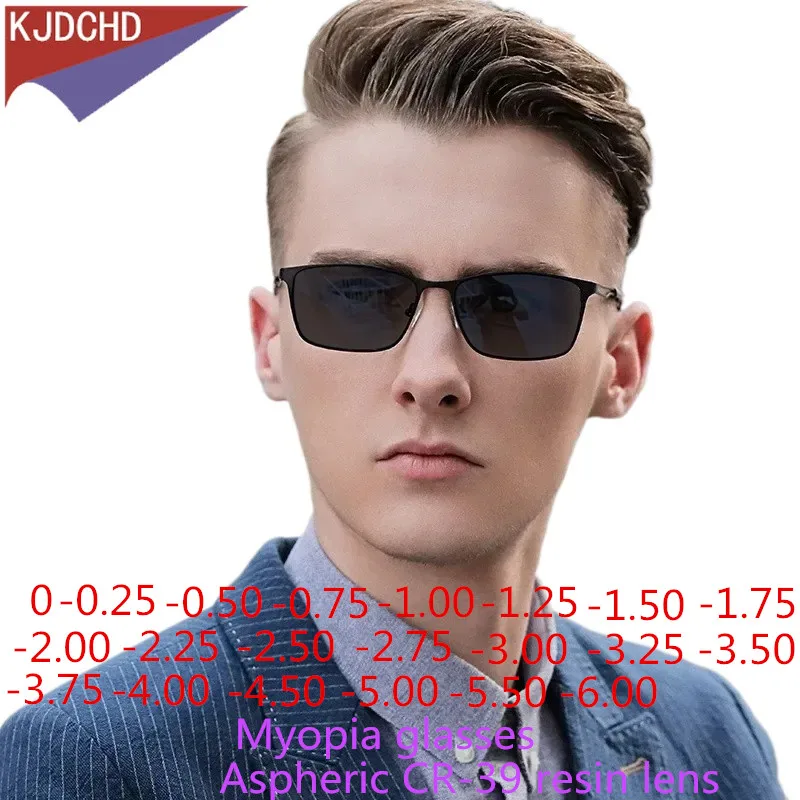 

2025 New Men's Square Color-changing Glasses Gafas Oculos, Student Prescription Color-changing Glasses 0 -0.25 -0.50 To -6.0