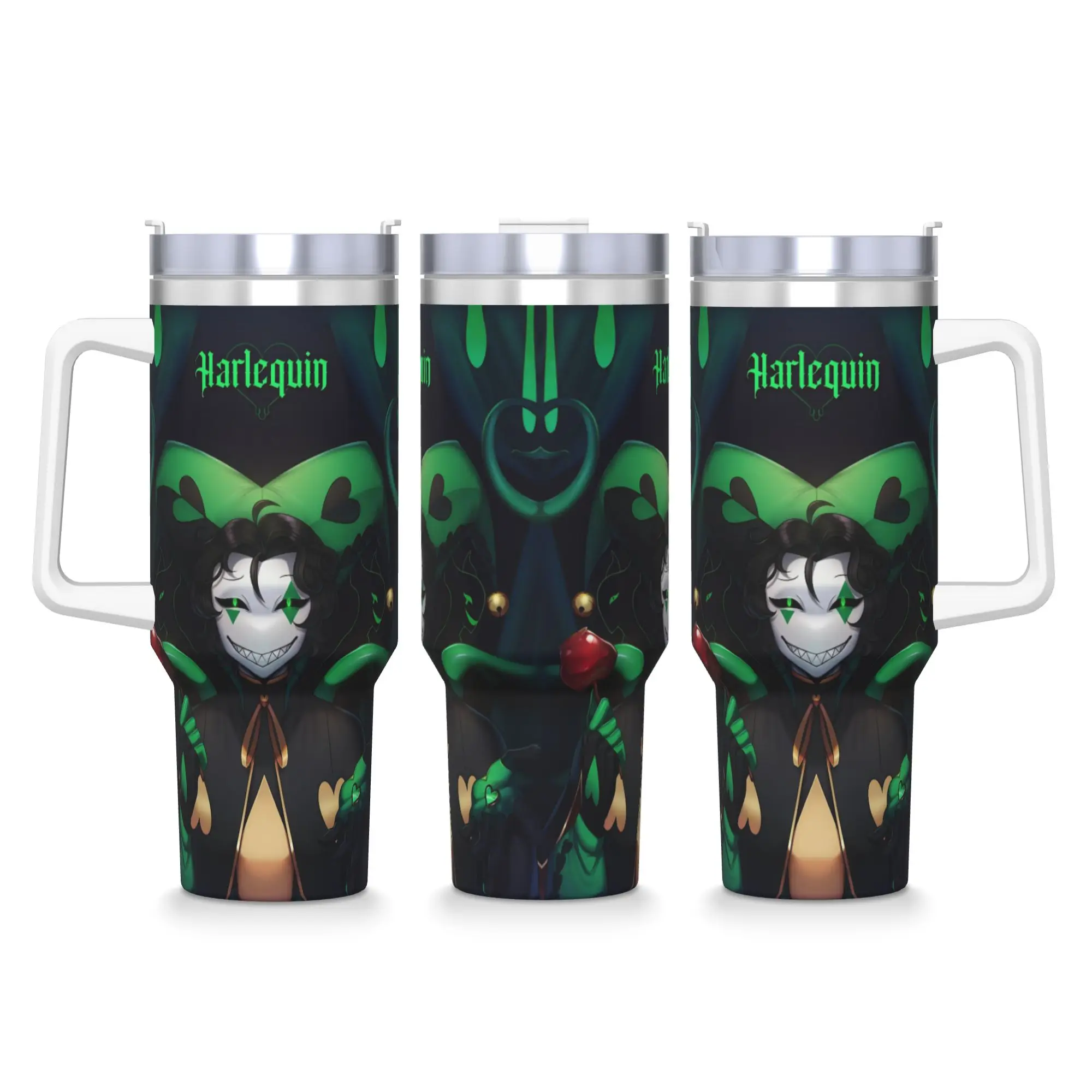Vaso Térmico de Acero Inoxidable de 40 oz, Taza Térmica F-Freak Circus Harlequin, Taza para Bebidas Frías a Prueba de Fugas, Botella de Agua para la Playa