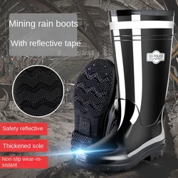 Men Boot Shoes 2026 New High Barrel Men's Waterproof  Anti Slip Miner Boots Thick Sole Reflective Stripe Coal Mine Rain Shoes