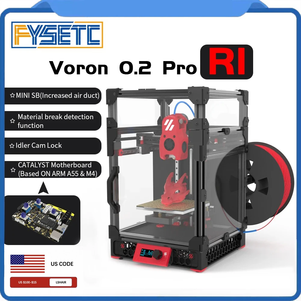 FYSETC Voron V0.2 Pro R1 Corexy Full Kit Upgraded 3D Printer Kit with Enclosed Panels and Printed Parts Impresora 3D Voron 0.2