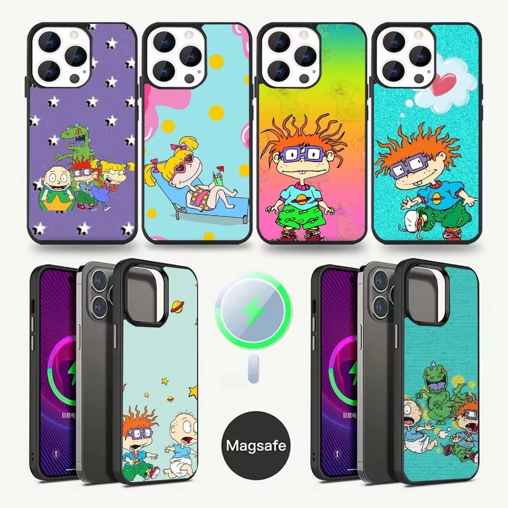 Funda de teléfono con dibujos animados divertidos R-Rugrats para iPhone 16,15,14,13,12,11,Pro,Max,Plus,Mini,Magsafe,funda de carga inalámbrica magnética