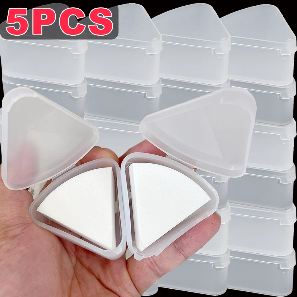 Cajas de almacenamiento triangulares portátiles, soporte de esponja de maquillaje transpirable, a prueba de polvo, organizador de cosméticos, venta al por mayor