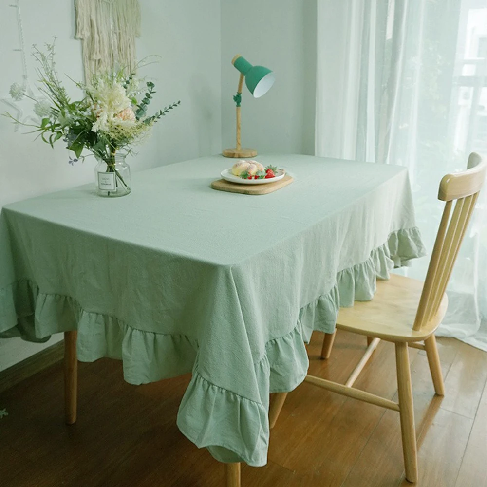 

1PC 140x140cm Vintage Ruffle TableCloths for Rectangle Cotton for Wedding Home Party Dining Banquet Decoration Скатерти Manteles