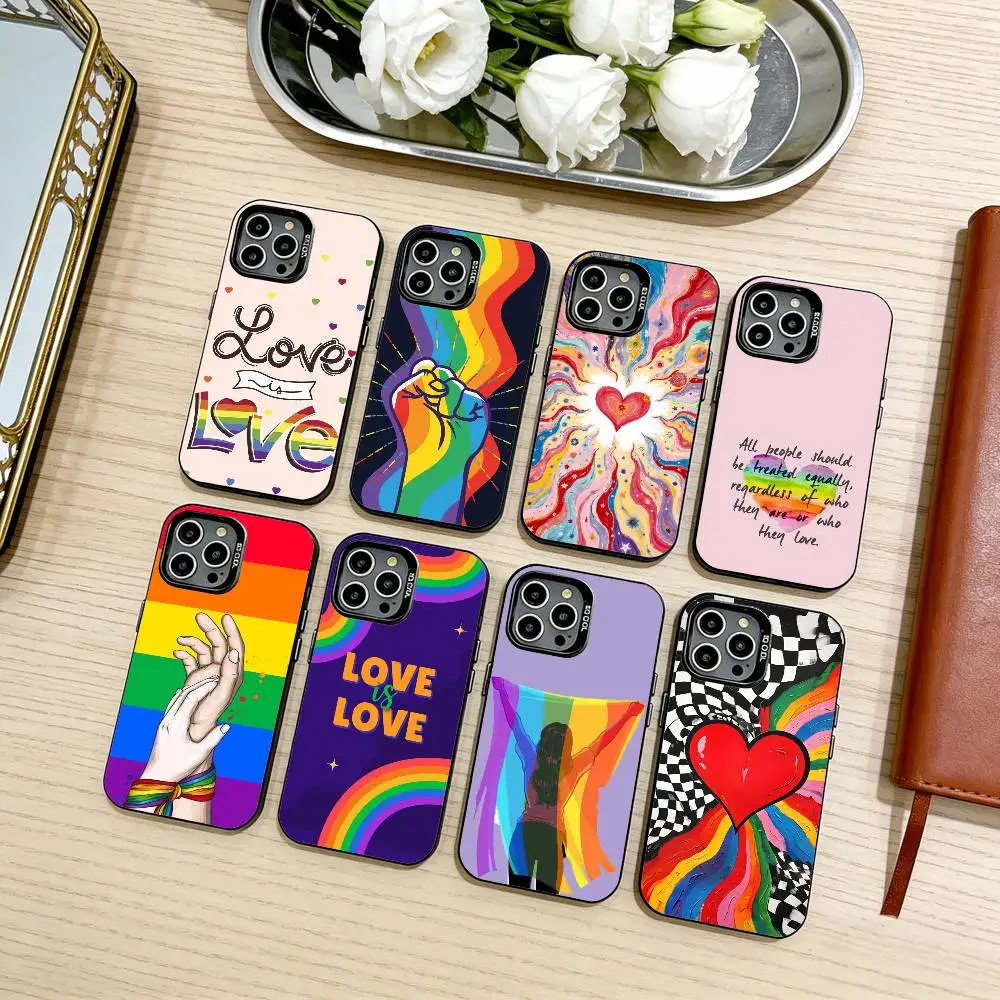 

L-Lesbian LGBT Rainbow Pride Phone Case For iPhone17,16,15,14,13,12,11 Plus,Pro Max Black Candy silver phone case