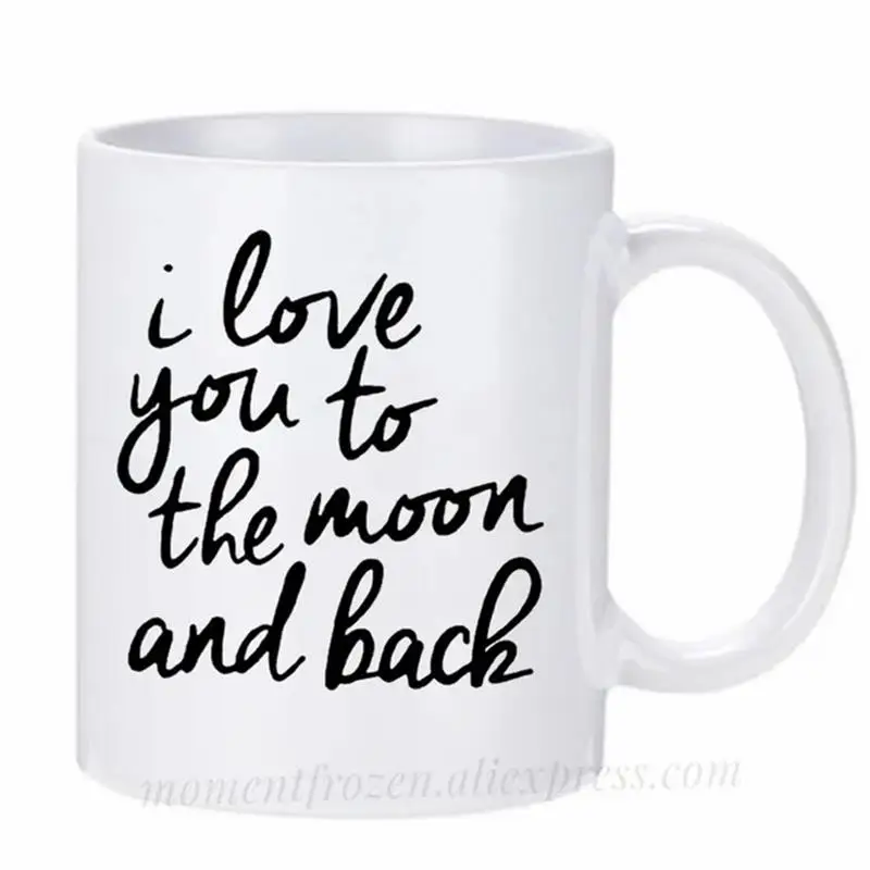 Te amo a la Luna y a la espalda Tazas de esposa, tazas de marido, parejas, regalos de San Valentín, novio, novia Drinkware