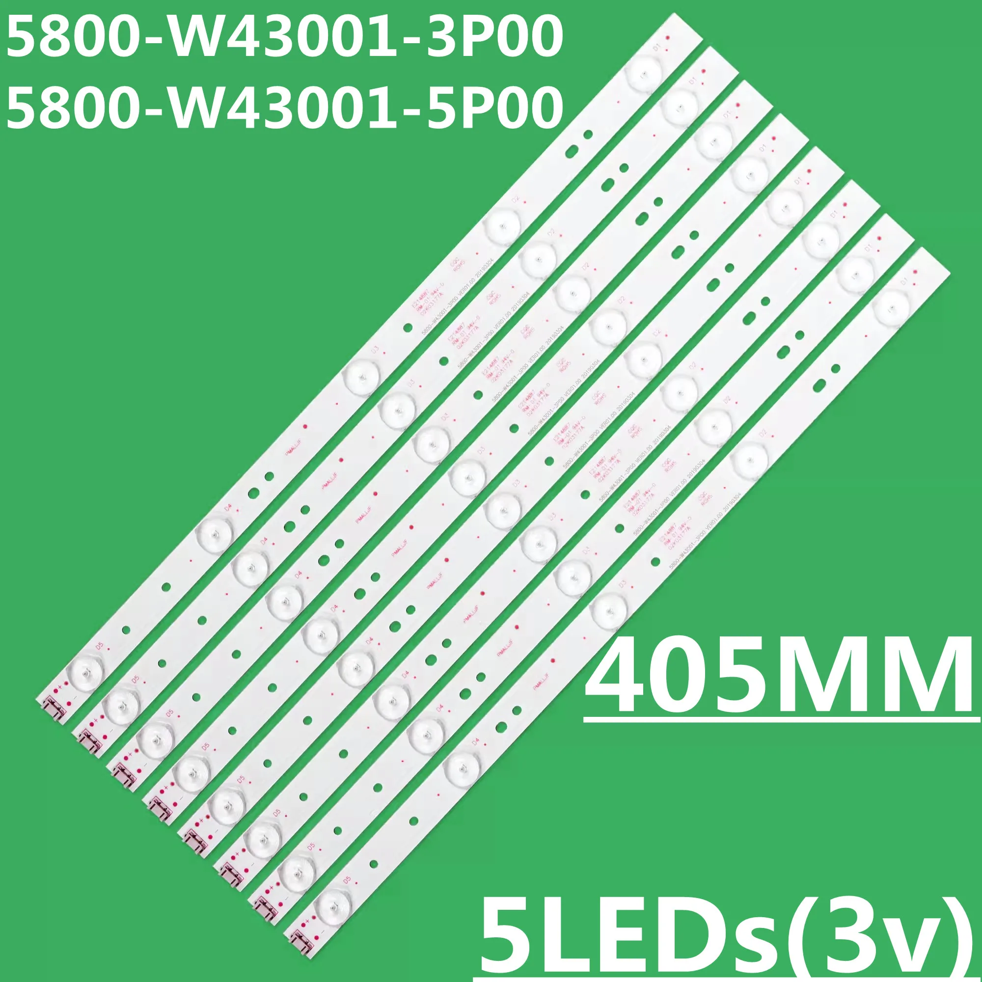 

8PCS LED Backlight Strip For 43X5 43E3000 43E3500 43E6000 5800-W43001-3P00 5800-W43001-5P00 PH43E30DSGW RDL430WY LD0-006/007