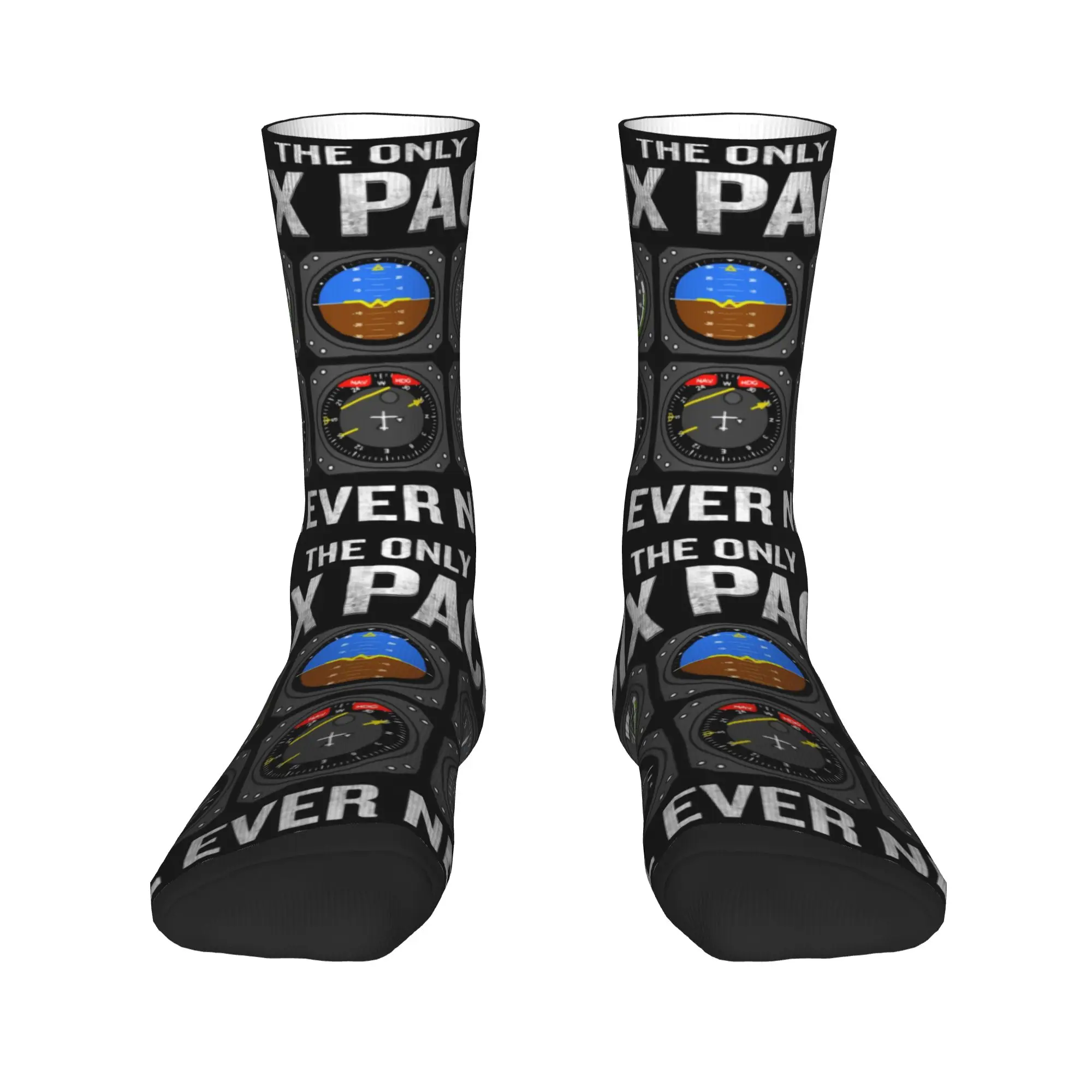 

Fashion Funny Pilot Quote Cockpit Airplane Flight Intruments Socks Women Men Warm 3D Printed Football Sports Socks