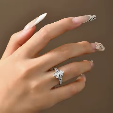 ATTAGEMS Marquise Cut 2ct Moissanite Ring With Lab Sapphire Women's Ring 925 Sterling Silver Luxury Wedding Jewelry Customizable