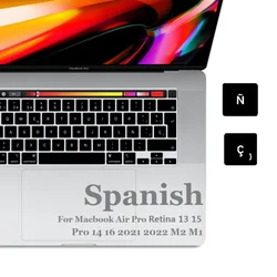 Spanish for Macbook Air 2022 Pro 14 16 M2 M1 2021 A2681 A2779 A2780 EU US Spanish Keyboard Cover Air Pro Retina 13 15 TPU Skin