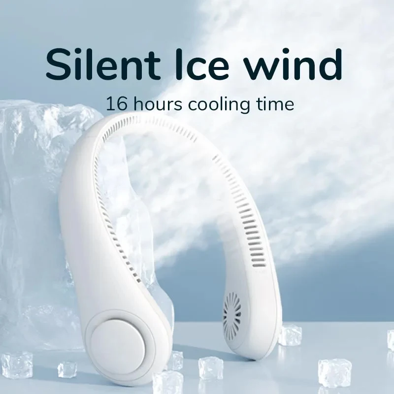 New Leafless Hanging Neck Fan USB Rechargeable 3 Speeds Foldable Handheld Personal Cooling Fan Super Wind for Sports Car Outdoor