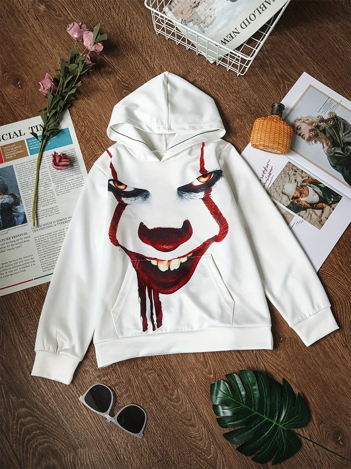 Halloween Scary Face 3D Print Children's Sweatshirt Casual Pullover Hooded Long Sleeve Sweatshirt Spring Fall Kids Hoodie Tops