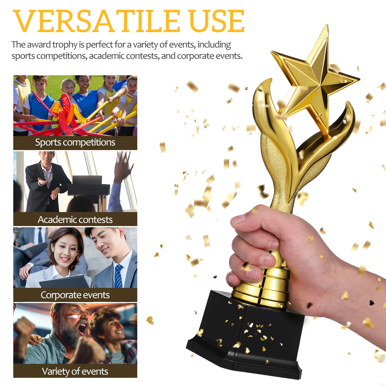 

Star Shape Trophy Golden Decorative For Sports Competition Celebration Ceremony Champion Award Winner Trophy Cup