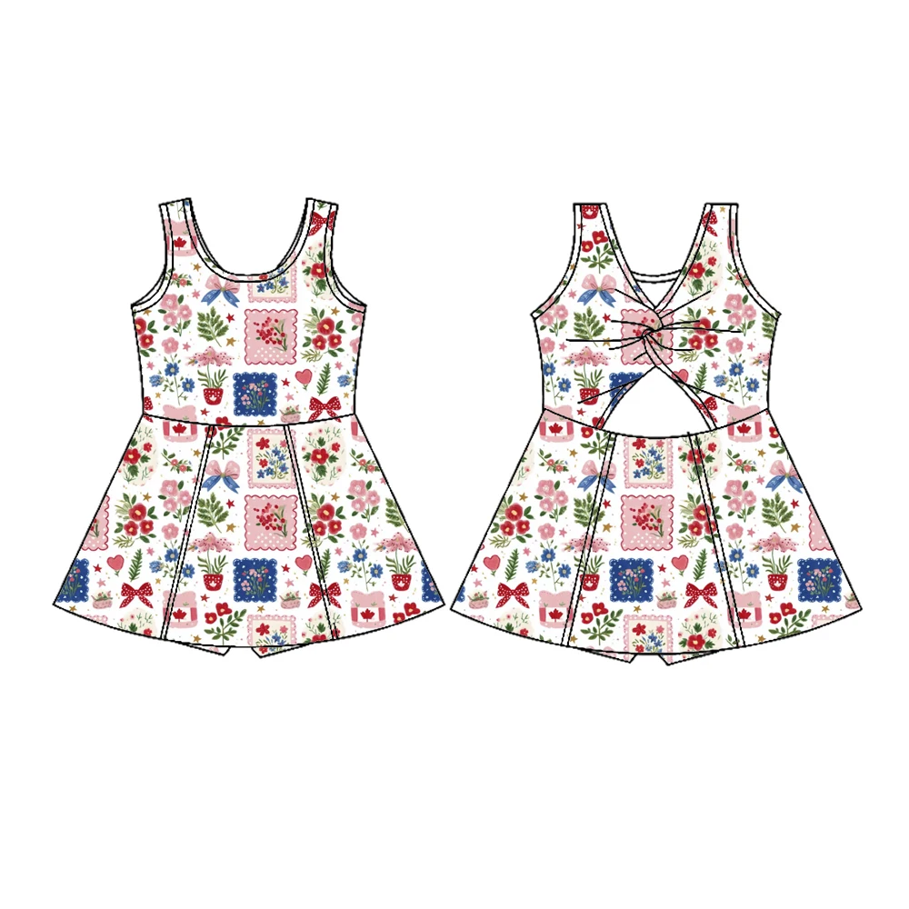 Boutique bestseller backless suspender dress wear safety pants and flower print Custom and wholesale