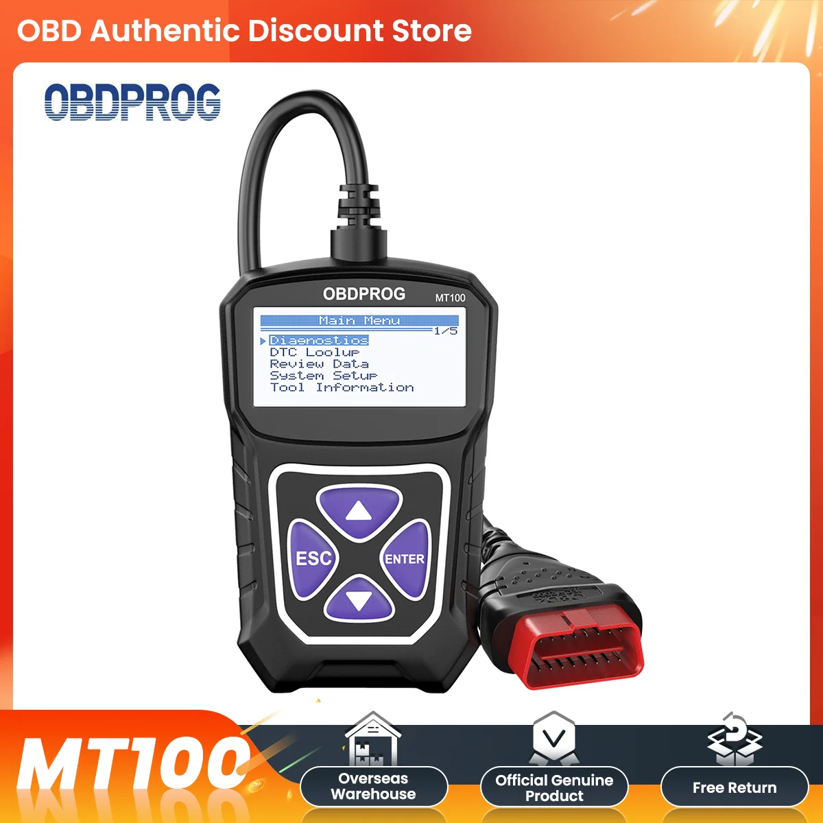 

OBDPROG MT100 OBD2 сканер считыватель кодов многоязычный профессиональный автоматический сканер EOBD анализатор двигателя автомобильные диагностические инструменты