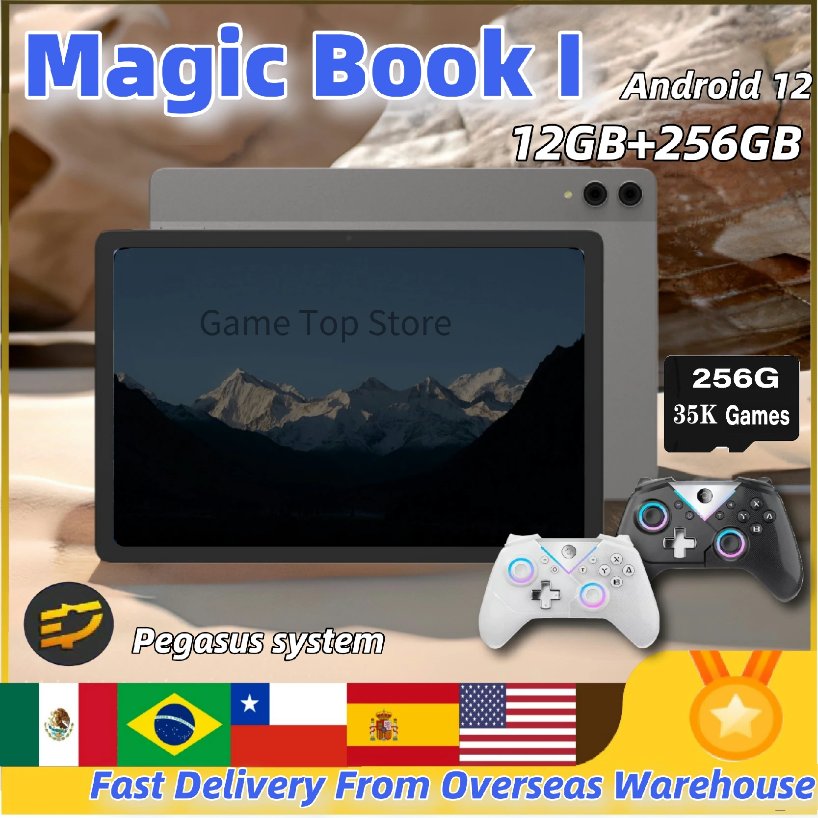 

Magic Book 1 Vidoe Game Console Tablet Android 12 10.95 Inch HD Full Screen Retro Handheld Game Console Gamepads 2000mAh 12+256G