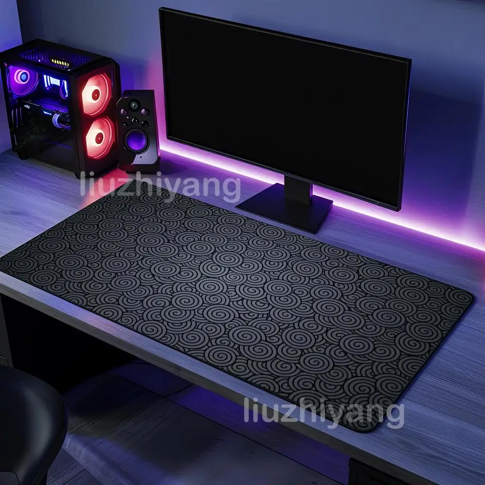 Gray Circle Pattern Mouse Pad Large Computer Office Game Table Mat XXL Rubber Anti-slip Stitch Edge Keyboard Mats Long Desk Pads